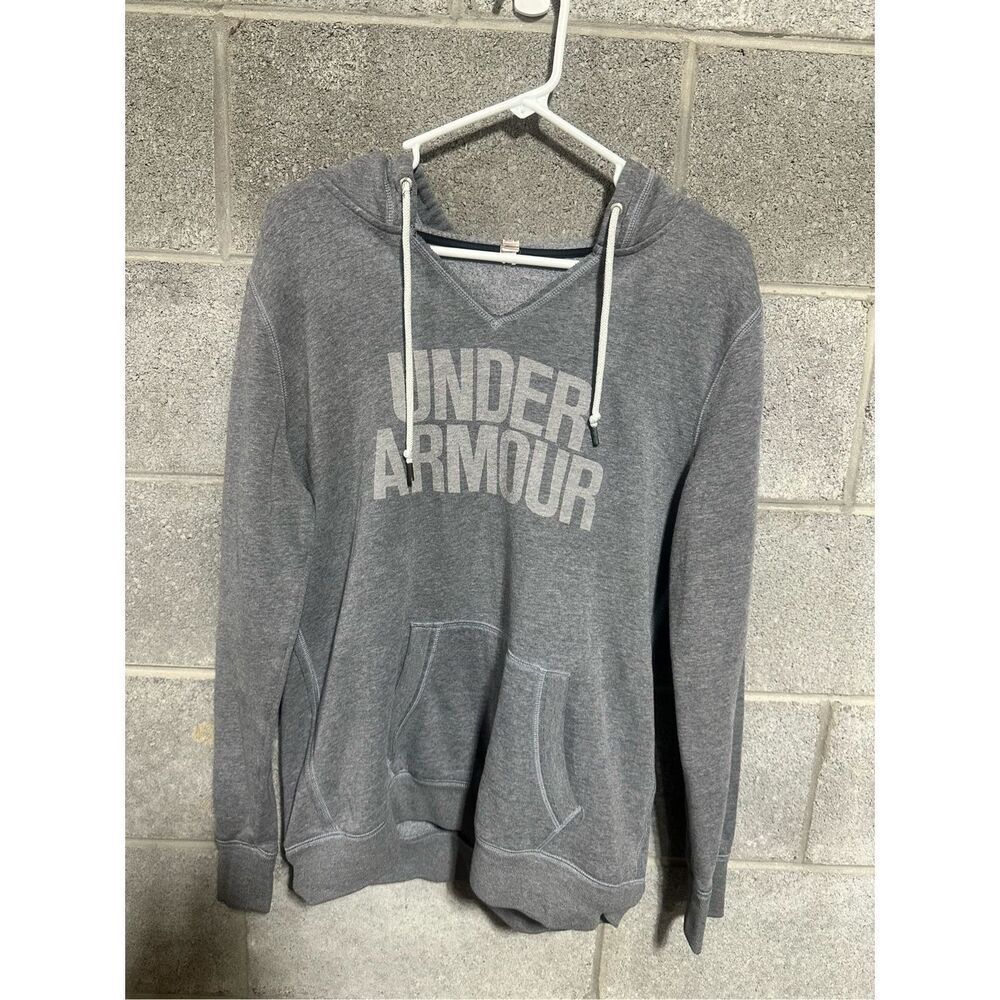 Under Armour Women's Fleece Hoodie Sweatshirt Gray Loose Fit Size M Soft Cozy - Picture 2 of 5